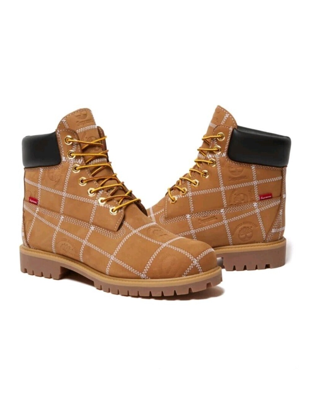 Supreme × Timberland Patchwork 6 Inch Premium Boot Wheat Size 8M